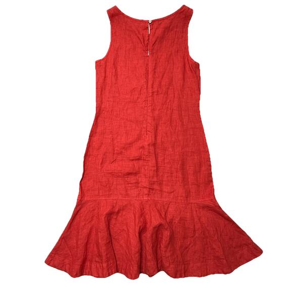 Haris Cotton Womens Red 100% Linen Made in Greece Sleeveless Ruffled Dress Small - Picture 2 of 6